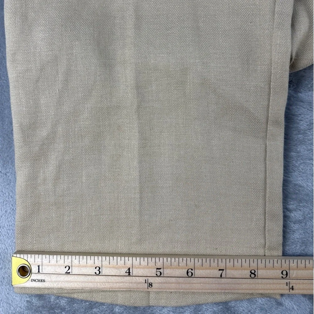 Tommy Bahama Linen Pants Mens 38x30 Herringbone Khaki Flat Front EUC